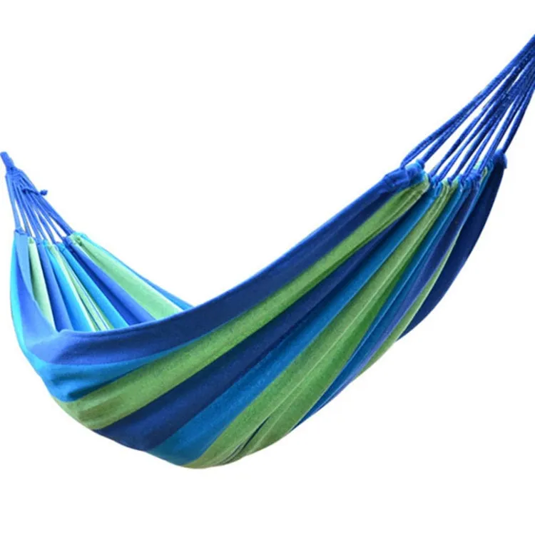 Strip Single Camping Outdoor Canvas Hammock, Size: 185cm x 80cm(Blue)