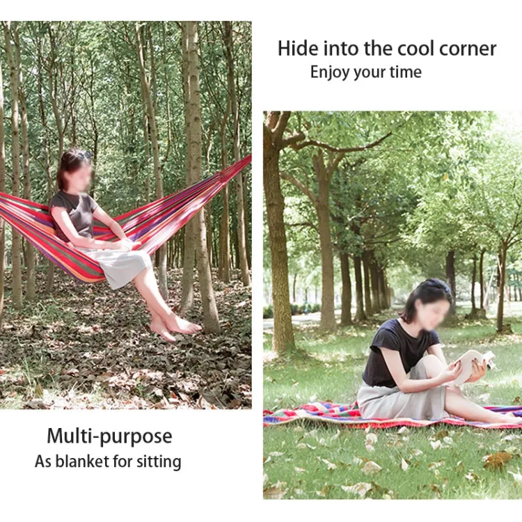 Strip Single Camping Outdoor Canvas Hammock, Size: 185cm x 80cm(Blue)