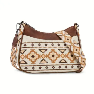 Stylish Geometric Patterned Canvas Crossbody Bags for Women - Adjustable Removable Strap, Zipper Closure, Polyester Lining, and Positioning Printing - Perfect for Holiday Season