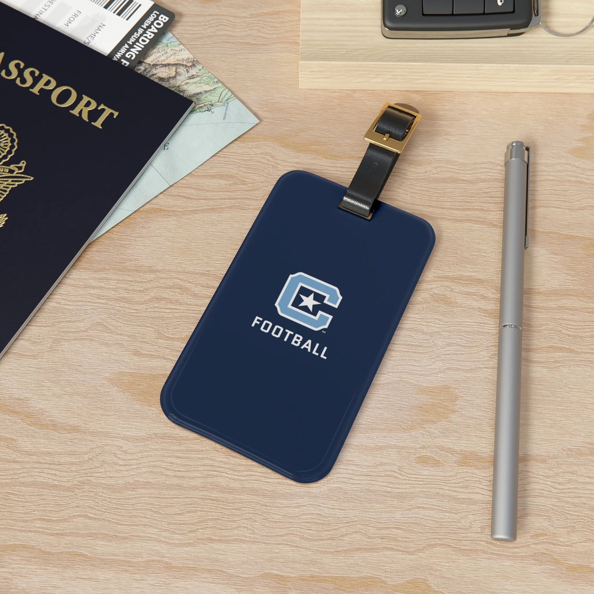 The Citadel, Block C Logo, Football, LuggageTag w Leather Strap