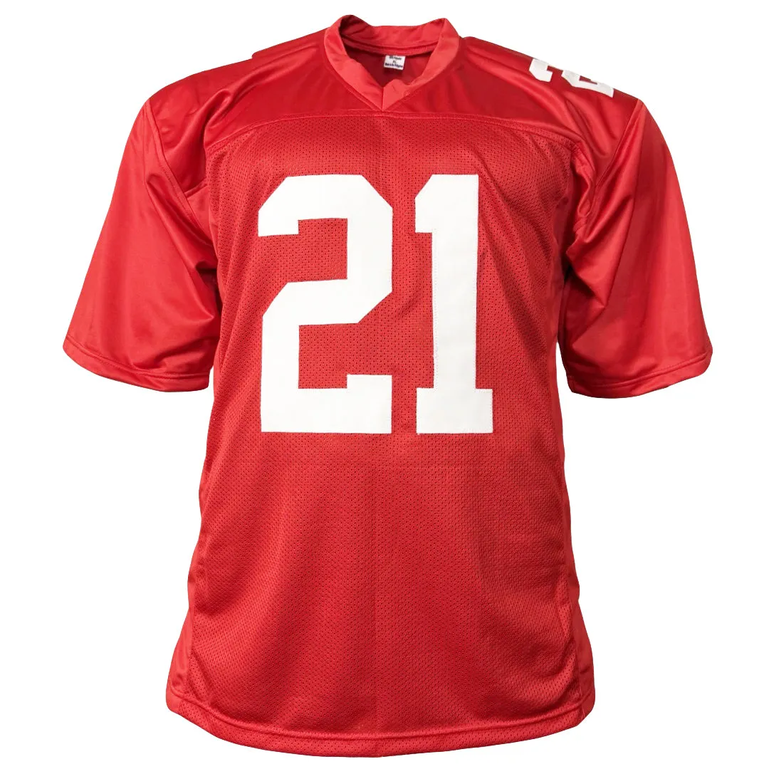 Tiki Barber Signed New York Red Football Jersey (Beckett)