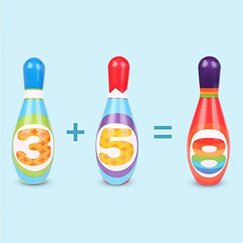 ToyVelt Kids Bowling Set - with 10 Bowling Pins & 2 Balls - Educational Early Development Indoor & Outdoor Games Set - for Toddlers & Infants Boys & Girls Ages 3,4,5 -12 Years Old