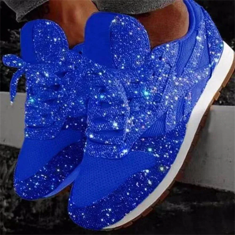 Trendy Glitter Mesh Platform Sneakers