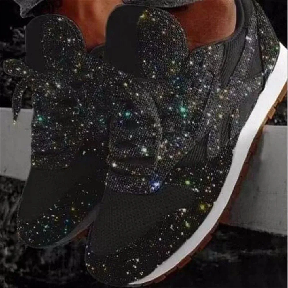 Trendy Glitter Mesh Platform Sneakers