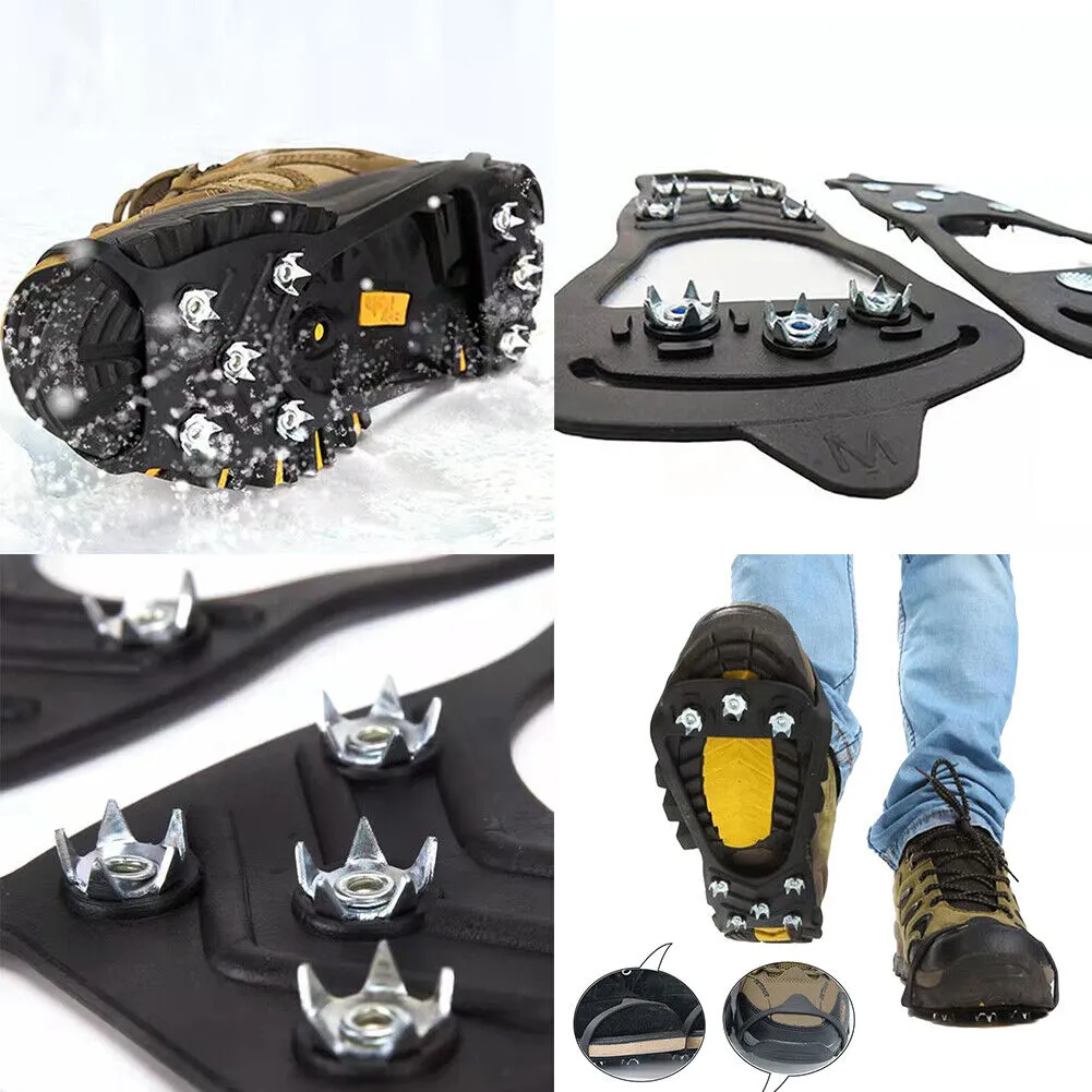 US 1-2 Pairs Ice Snow Grips Traction Cleats Shoes Anti Slip Cleats Boot Crampons