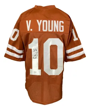 Vince Young Texas Signed Orange Football Jersey 2006 MVP Inscribed JSA Hologram