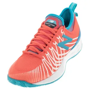 Women's Fresh Foam LAV B Width Tennis Shoes Vivid Coral and Virtual Sky