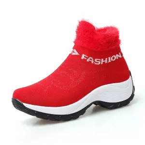 Women's winter thermal villi fashion high top sneakers