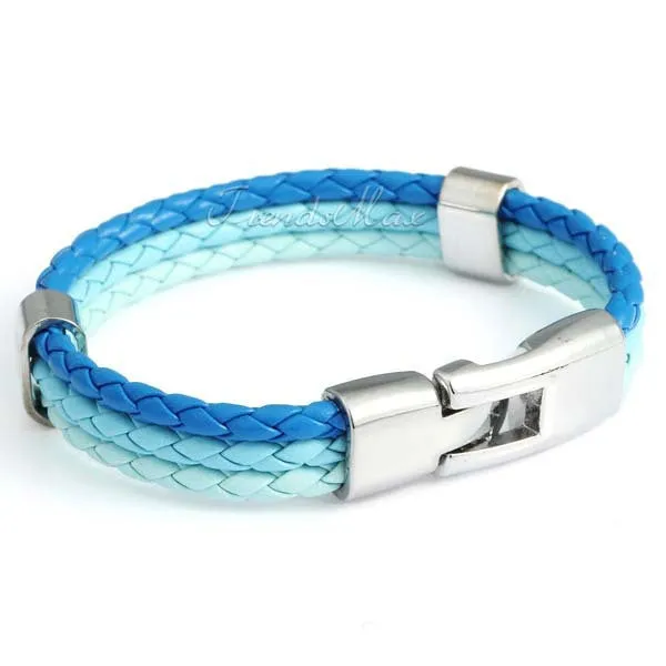 World Cup National Flags Sports 3 Strands Rope Braided Surfer Leather Bracelets